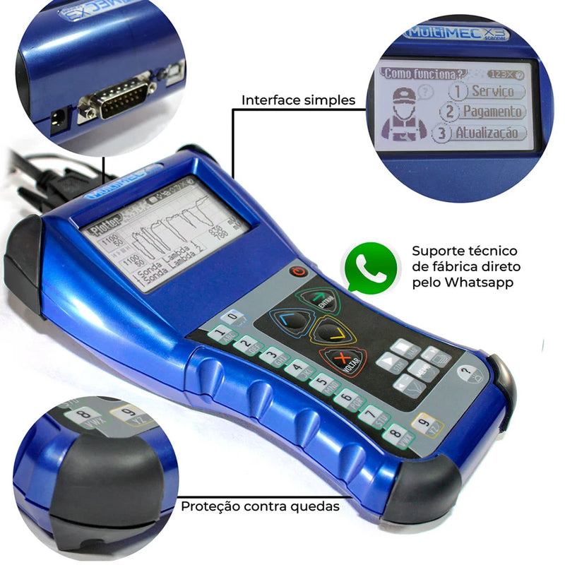Rastreador Scanner Automotivo Linha Leve Ciclo Otto com Conjunto Diesel Leve e Bolsa Azul MULTIMEC-X3