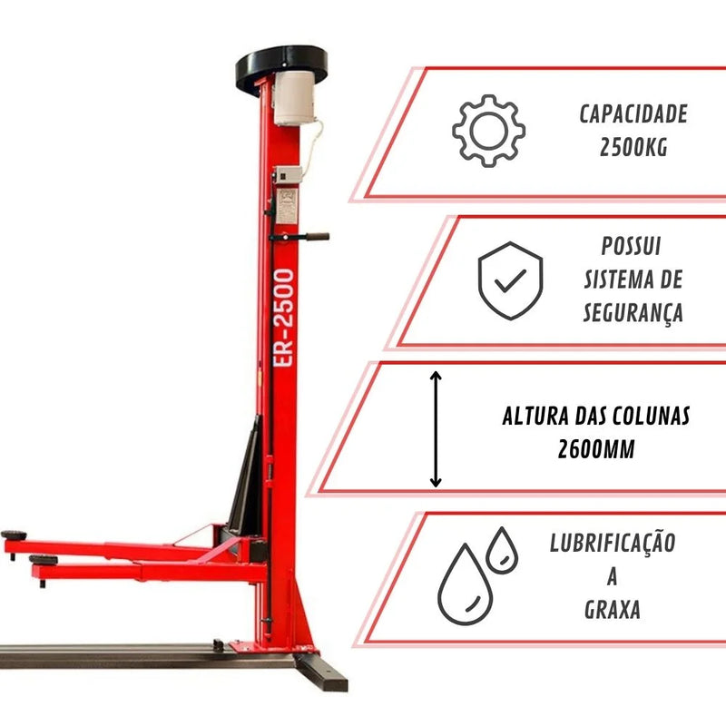 Elevador Automotivo 2500Kg Vermelho Trifásico ER2500 MAQUINAS RIBEIRO-102103