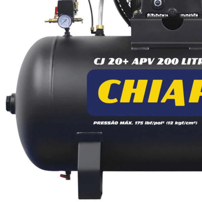 Compressor de Ar 20 Pés 200L 5HP Alta Pressão 220/380V - Trifásico CHIAPERINI-CJ20+APV200L